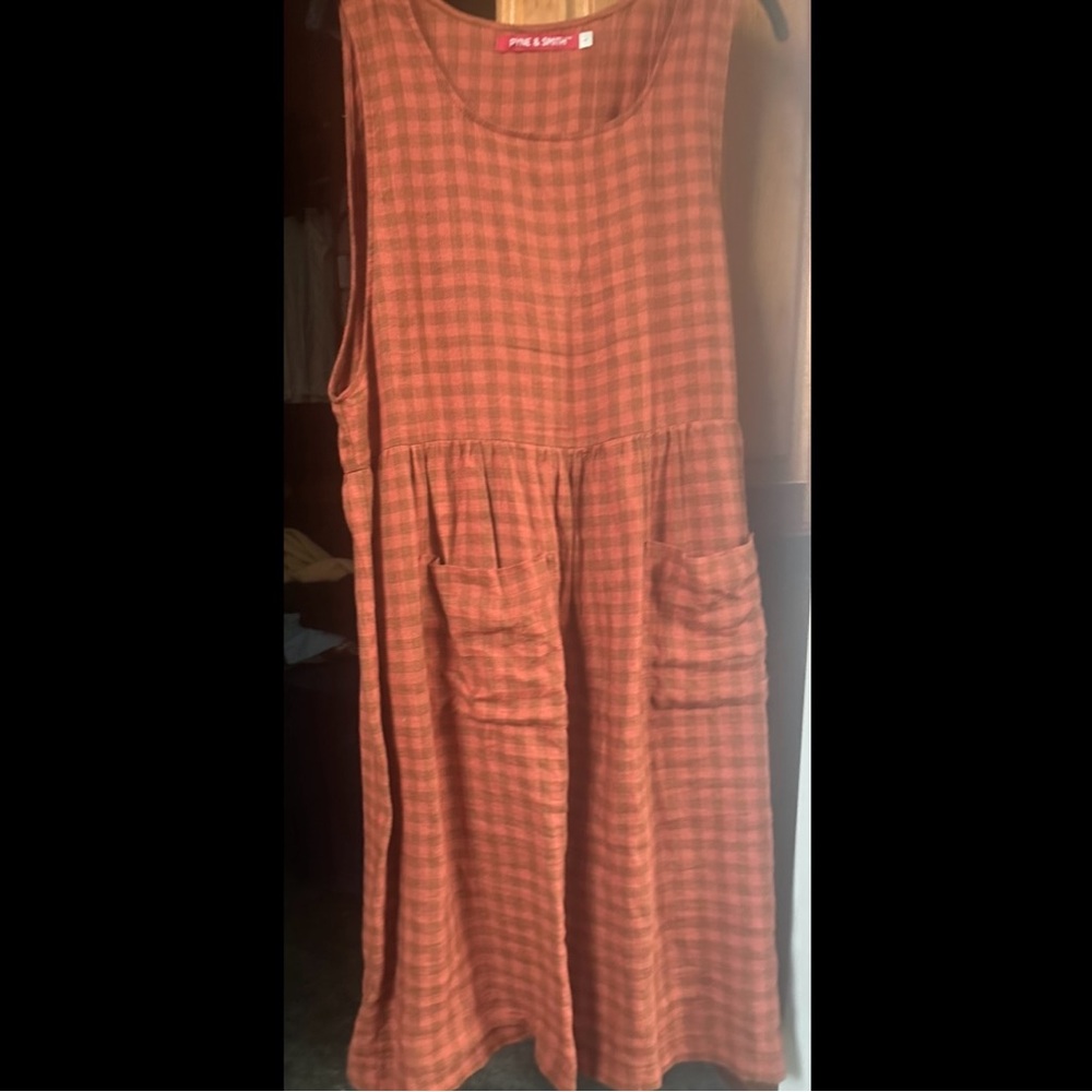Pyne and Smith Ginger Check Pinafore Dress L